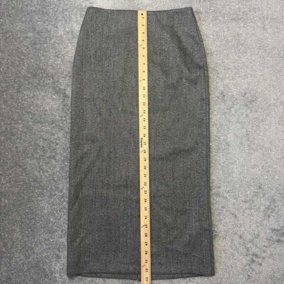 Zara Skirt Womens Small Gray Herringbone Wool Blend High Rise Midi Career - Picture 6 of 9